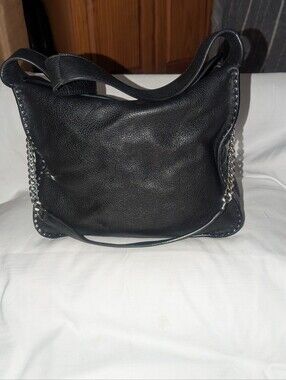 Michael Kors Astor Black Pebbled Leather Hobo Studded Details